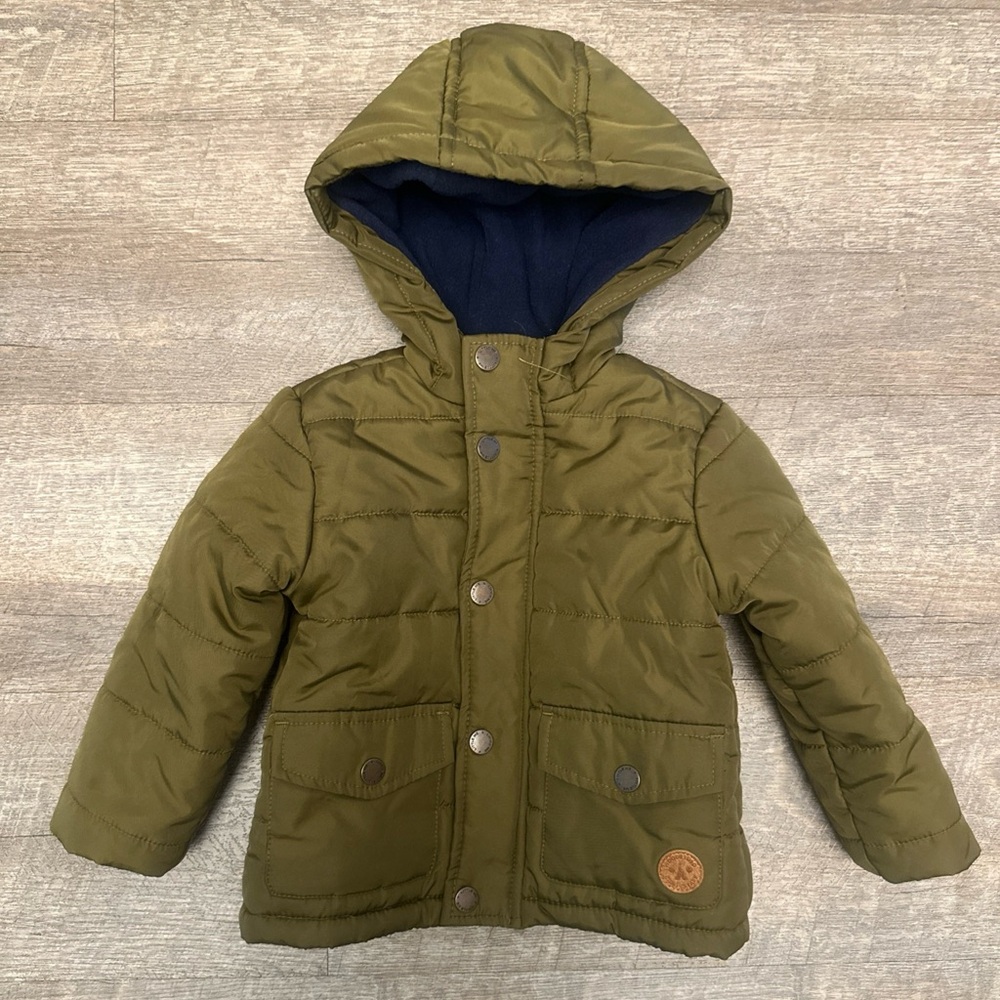 Little Me | Toddler Fleece Lined Puffer Coat with Hood